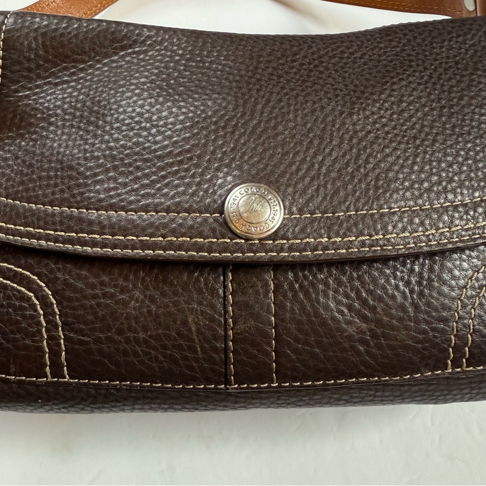 ❌SOLD🏷️Vintage COACH Brown Pebble Leather Shoulder Bag, "Chelsea" Flap Bag - Picture 8 of 12